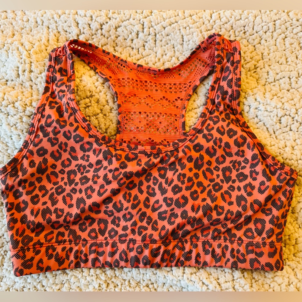 ZYIA orange leopard print bomber bra